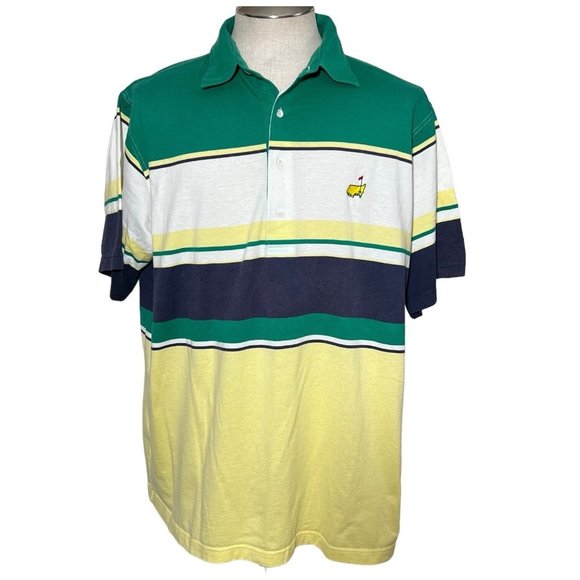 Vintage Slazenger Augusta National Masters Tournament Polo Shirt XL Stripe Golf